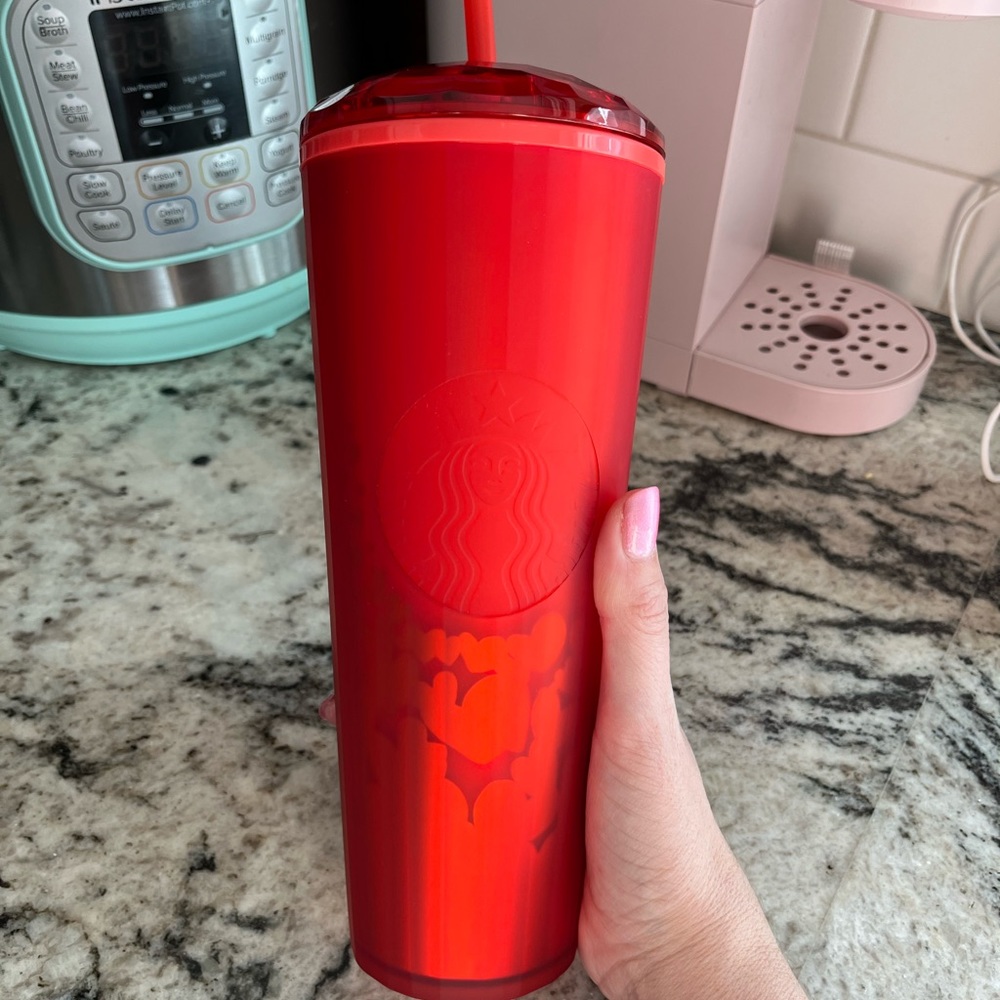 Starbucks valentines Red Dome hearts Tumbler